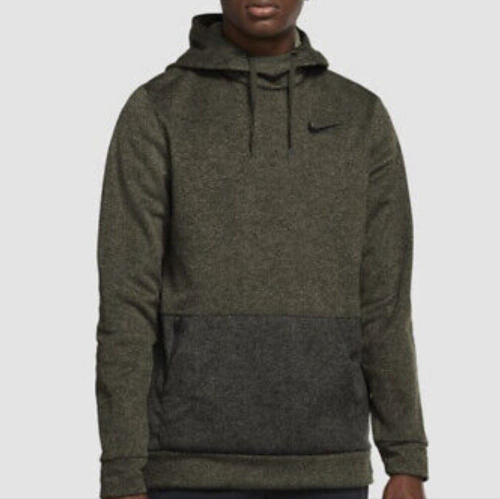 New Nike Therma Men's Training Pullover Hoodie CU6214-357 Olive/Dark Grey - XL